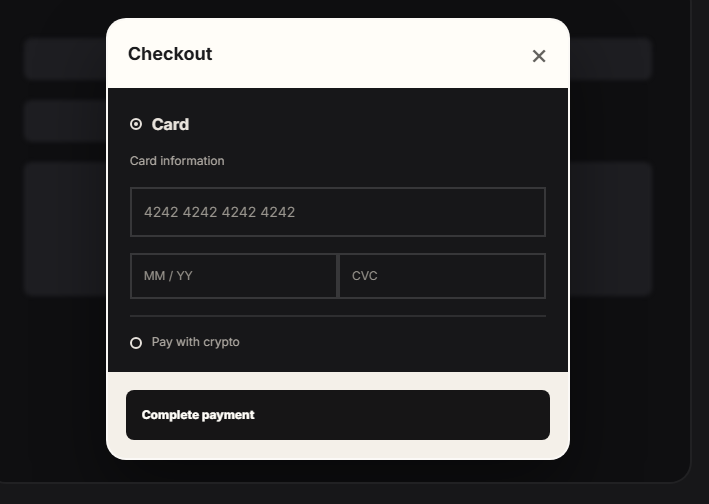 Embedded Whop checkout popup for a WooCommerce order